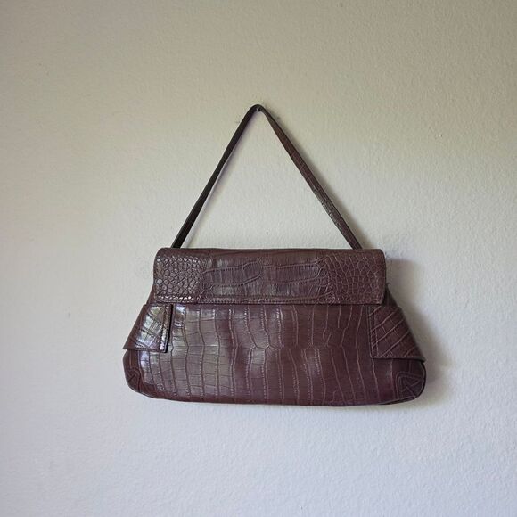 Vintage Y2K XOXO Brown Snake Print Gold Hardware Baguette Bag - Picture 3 of 9